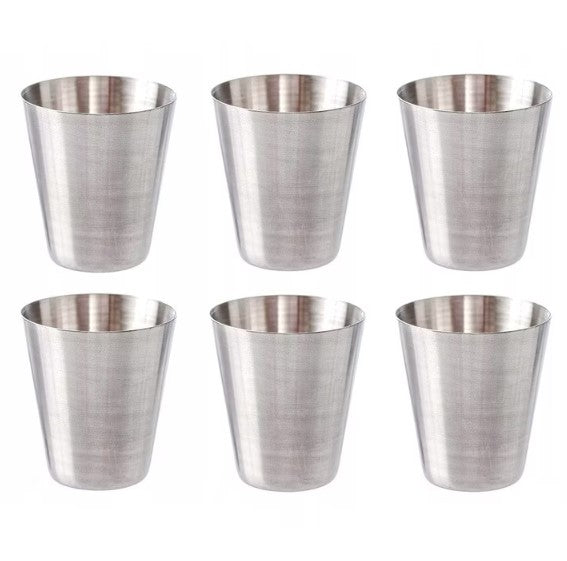 Set 6 pahare shot inox, Zola®, in suport teaca de piele sintetica, 30 ml, argintii Set 6 pahare shot inox, Zola®, in suport teaca de piele sintetica, 30 ml, argintii